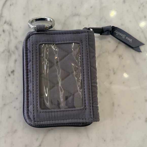 NEW Vera Bradley Gray Quilted Keychain Wallet Floral Interior - Picture 2 of 4